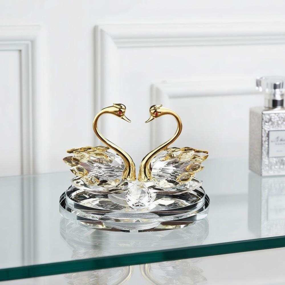 -encrusted Swan Figurines Exquisite Crystal Home Decoration Glass Swans  Car Interior