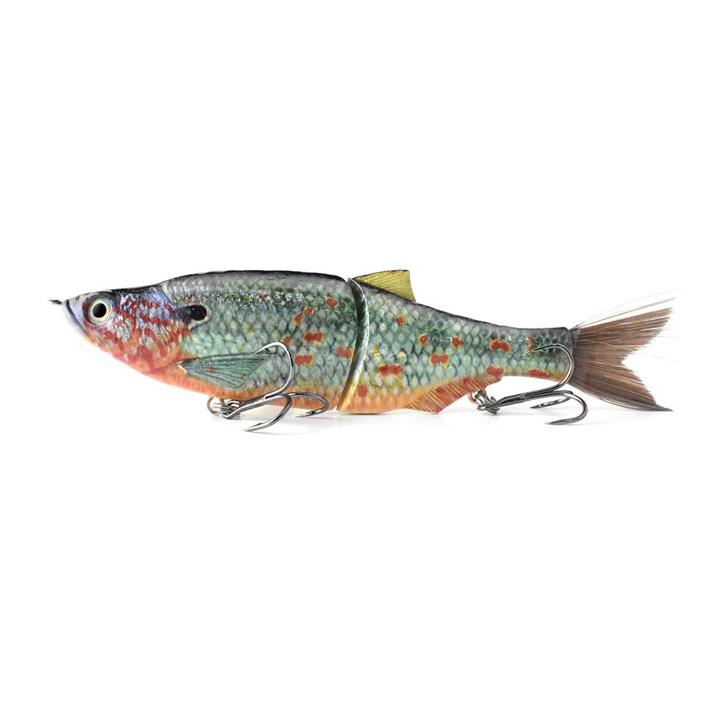 Realistic 3D Multi-Jointed Soft Plastic Brown Fish Scale Lure with Silk Tail for Sea Fishing