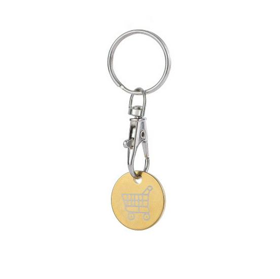 Porte-clés Jeton en Acier Inoxydable avec Logo Gravé au Laser pour Caddies de Supermarché