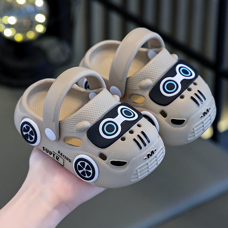 Kids' Cartoon Car Non-Slip Closed-Toe Sandals for Boys & Girls - Soft Sole for Indoor & Outdoor Use