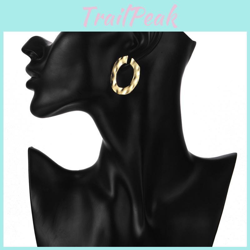 Popular Womens Alloy Round Hoop Earrings With Geometric Elements Gold And Silver