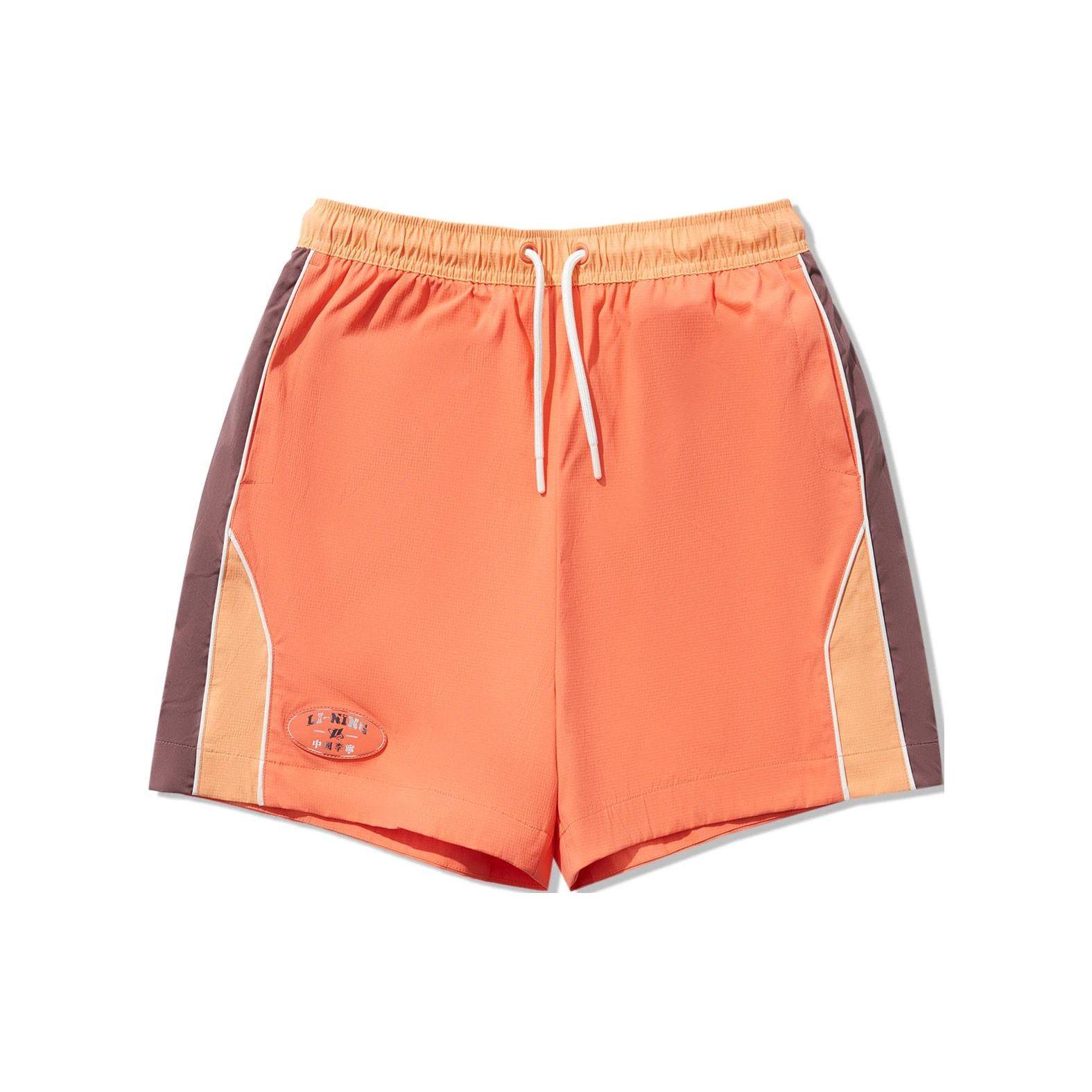 

Li Ning Цветной блок Средняя посадка Кулиска Свободные Прямые Спортивные шорты Женские шорты Розовый Оранжевый AKSU164-1