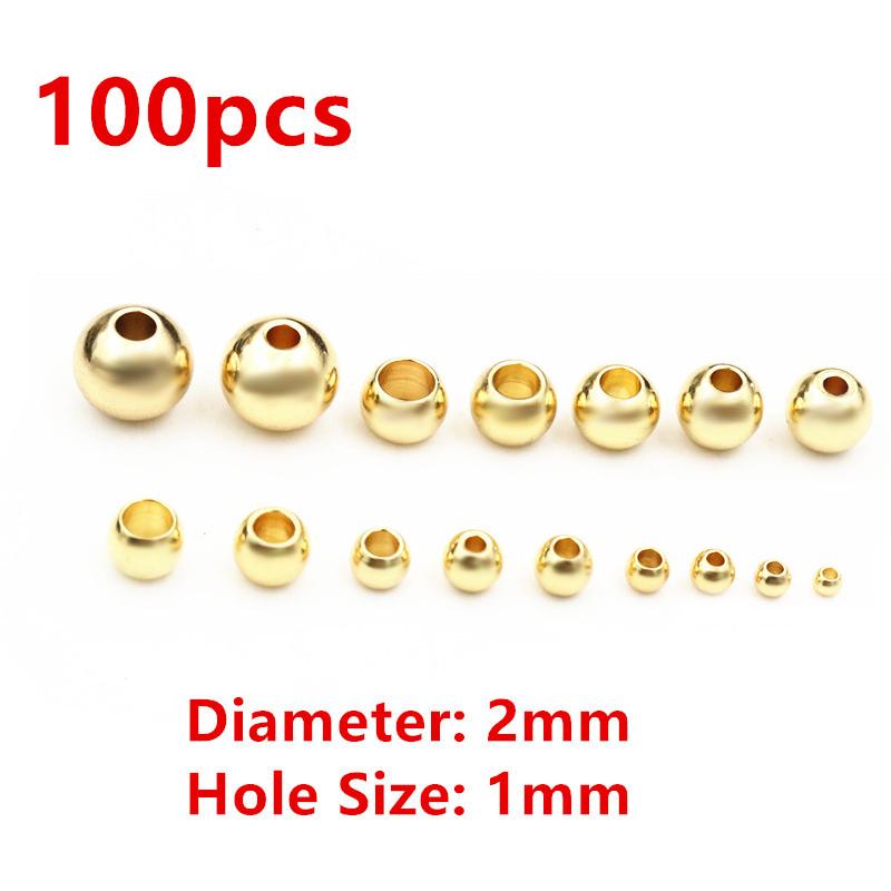 30-100pcs 2-8mm Stainless Steel Gold Color Spacer Beads Charm Loose Bead DIY Bracelets Necklace Beads for Jewelry Making Charms