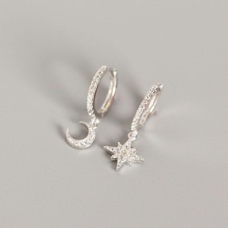 Fashion Silver Jewelry Sets 925 Sterling Silver Moon Star Snake Dangle Earring Huggie Earrings Gold Plated Hoop Earrings Women