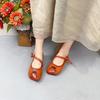 Johnature Genuine Leather Mixed Colors Flats Retro Versatile Shallow Soft Sole Handmade Women Shoes