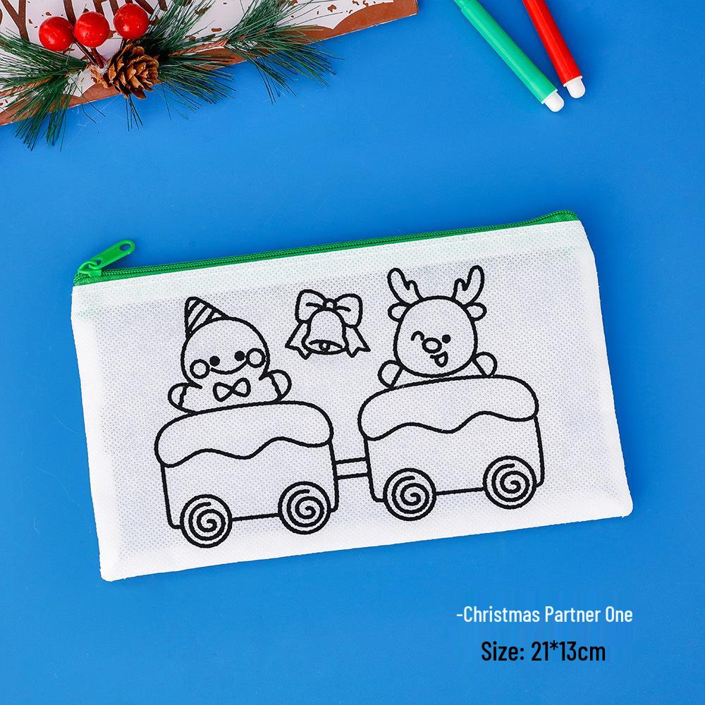 Children's Christmas DIY Pencil Case - Handmade Kindergarten Painting Bag & Cute Stationery Gift