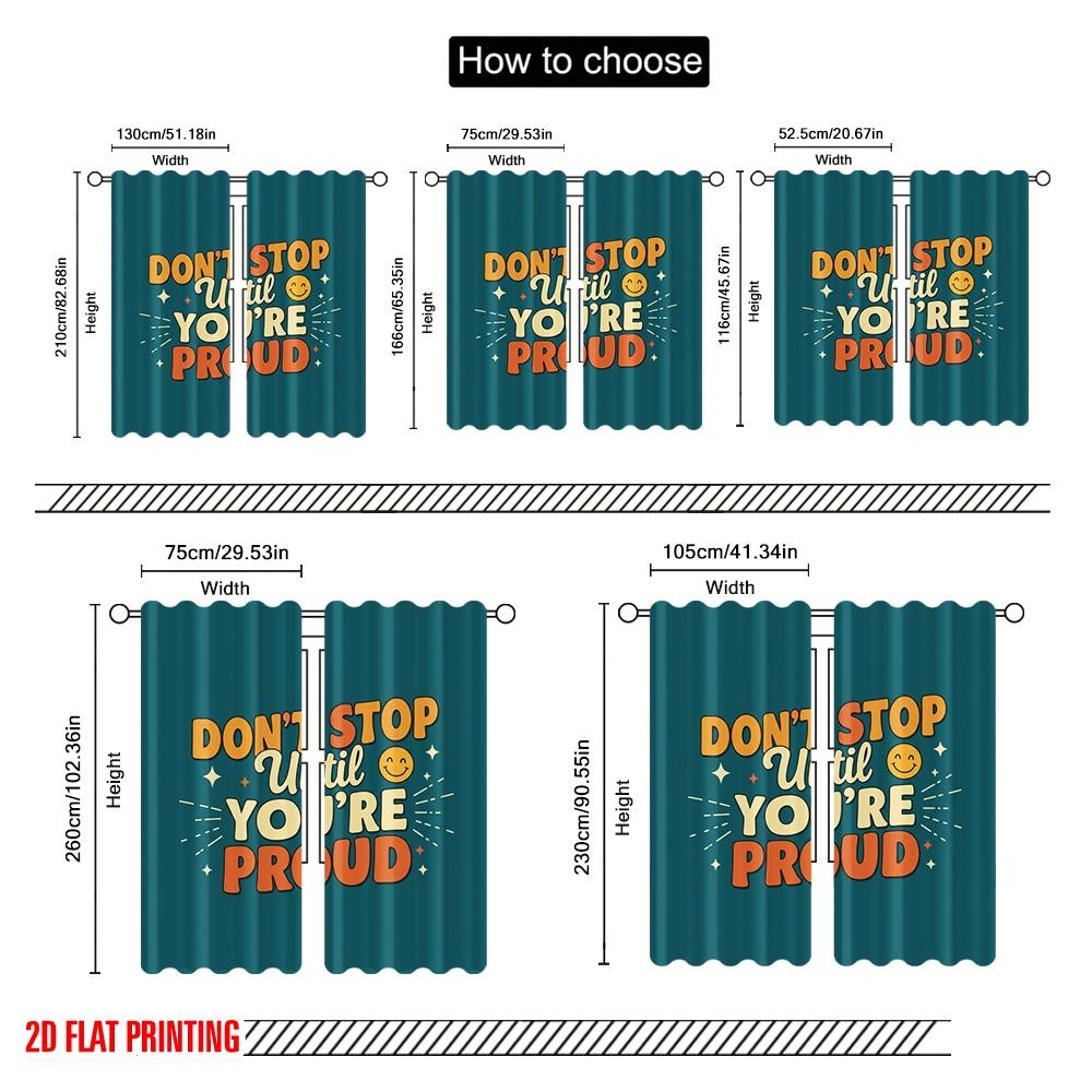 2pcs 2D flat printing Curtains Motivational Quote Fabric Without Electricity Seasonal Party & Holiday Decor for Holiday Decor