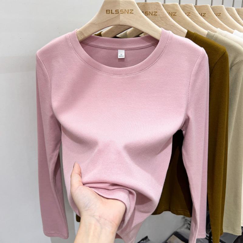Long Sleeved T-shirt Women's Round Neck Slim Fit Top