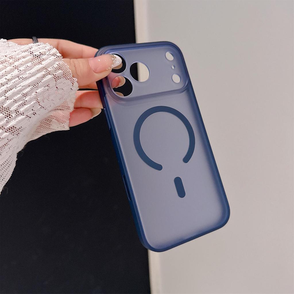 Frosted Magnetic AI Button Case for Apple 17romax, Skin Feel, Large Window, 16Pro Leather Texture