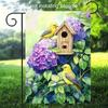 1pc Double-Sided Linen Garden Flag - Vibrant Bird & Flower Design, Durable Outdoor Decor for All Seasons, No Pole Included, 2D Printed Yard Flag with 