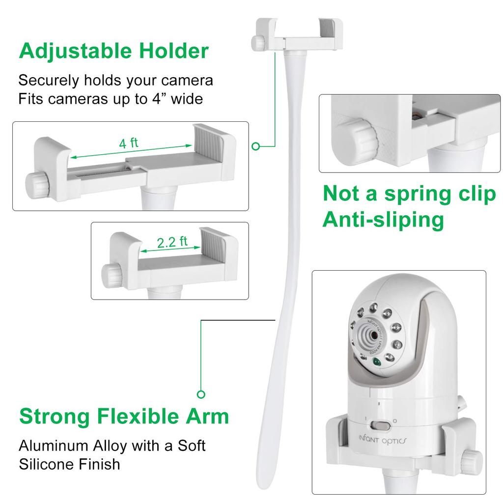 Baby Monitor Mount Camera Shelf, Compatible with DXR 8 and Most Other Baby Monitors. Universal Baby Camera Holder, Mounts to Crib Shelves and Furnitur