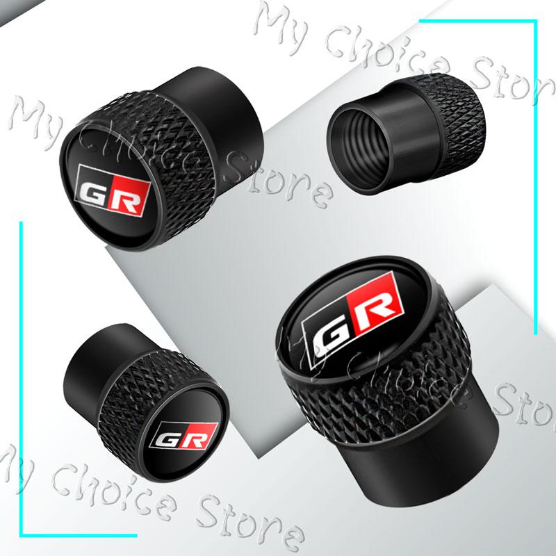 4Pcs/Set GR Sport Logo Car Styling Wheel Tire Valve Air Caps Stem Dustproof Cover For Toyota GR Gazoo Racing Sport Prius Camry