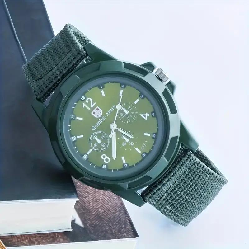 Δημοφιλές ανδρικό ρολόι με υφαντό λουράκι, αθλητικό ρολόι στρατιωτικού, ιδανική επιλογή για δώρα