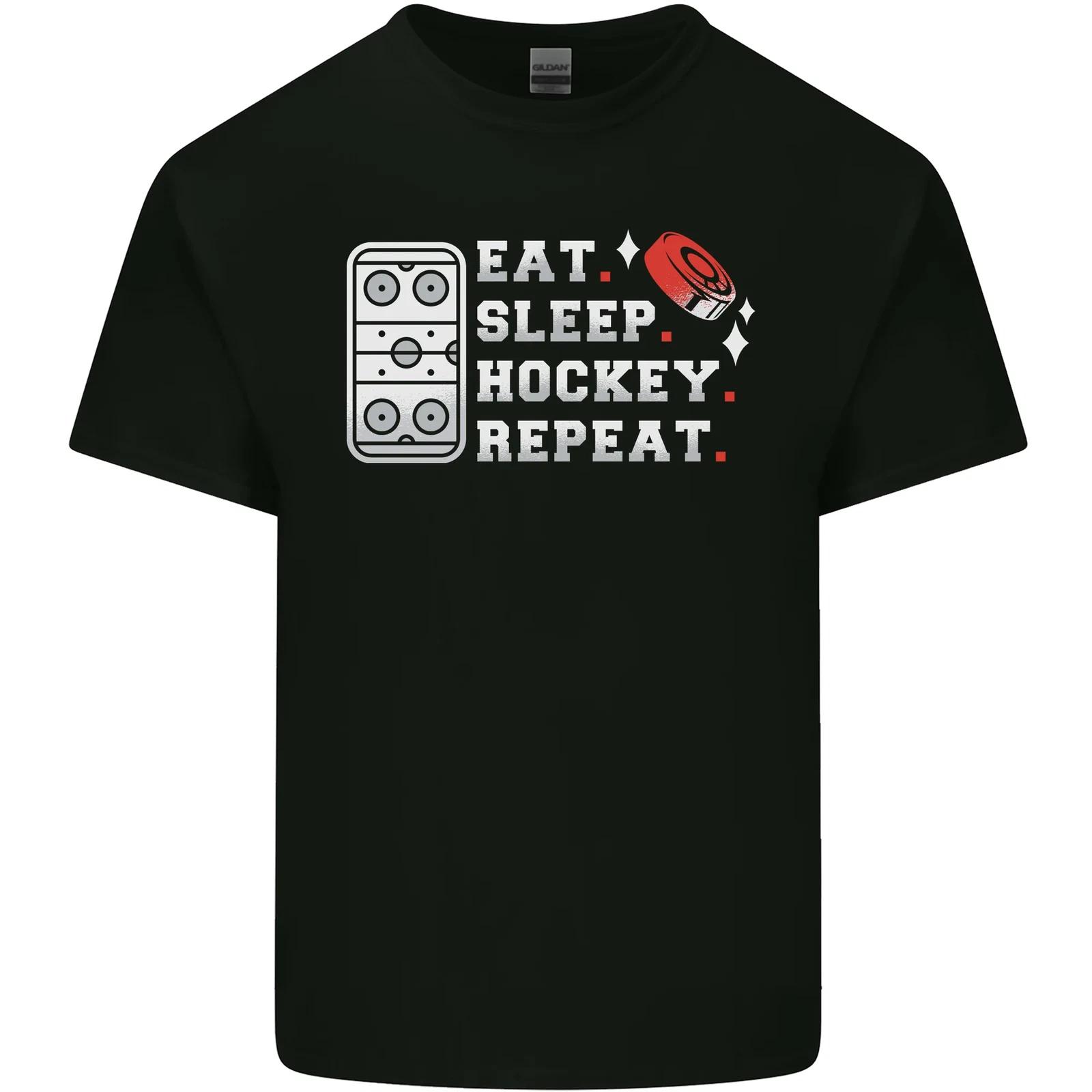 Eat Sleep Hockey Repeat Ice Street Funny Kids T-Shirt Childrens L