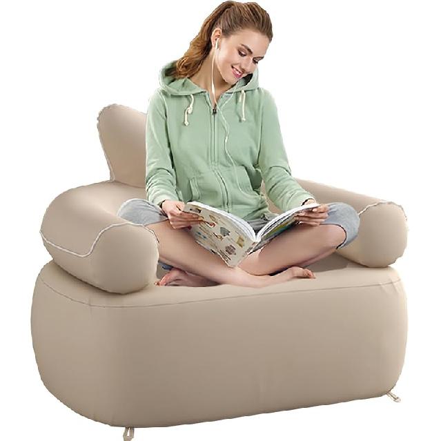 

Складний надувний диван з вбудованим насосом, вуличне кемпінгове повітряне диван-крісло, витримує 660 фунтів для кемпінгу, пікніка, пляжу, подорожей (Одномісний надувний диван хакі) Single Air Sofa(khaki)