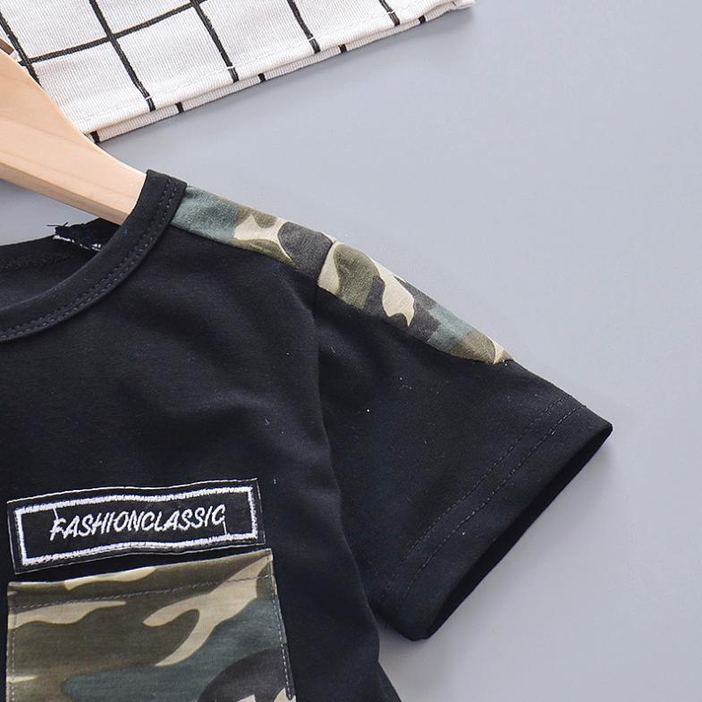 Dziecięcy kamuflaż z krótkim rękawem zestaw koszulek lato koreański styl chłopiec dziewczyna odzież dziecięca odzież dziecięca szorty garnitur