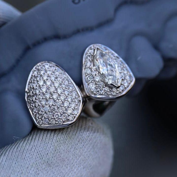 Fancy Design Body Jewelry Custom Made VVS Moissanite Grillz Diamond Teeth 925 Silver