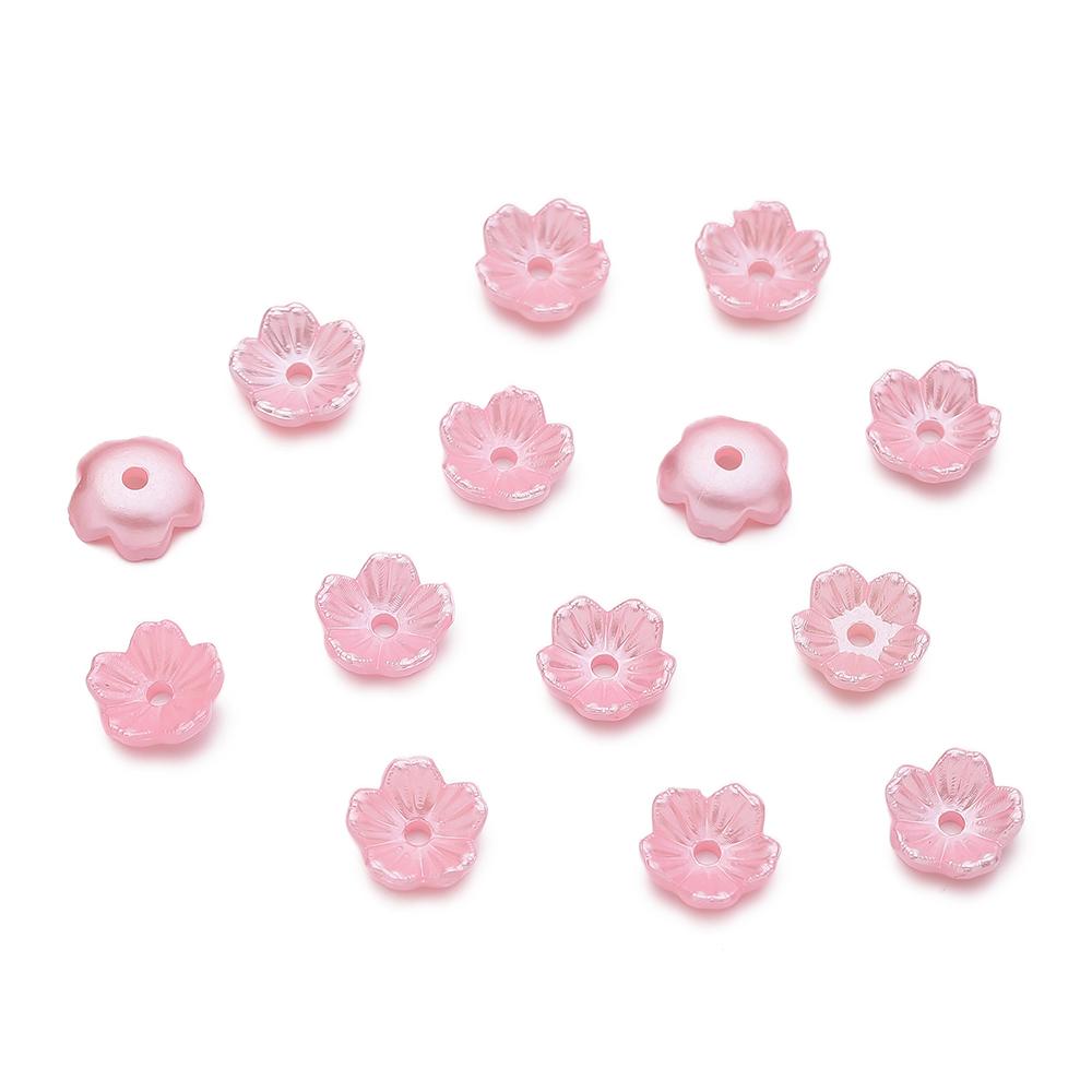 50pcs/Lots ABS Artificial Pearls Flower Beads Caps Spacer Beads for DIY Necklace Bracelet Phone Chain Jewelry Making Accessories