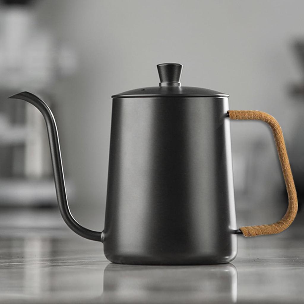 Leeseph Toarnă peste ceainic de cafea Gât de gâscă cu capac, fierbător de cafea turnat peste oțel inoxidabil, mâner de sfoară, 600 ml/20 oz