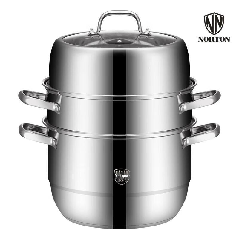 NORTON 304 Stainless Steel Multi-Purpose Steamer with Transparent Lid, 30cm