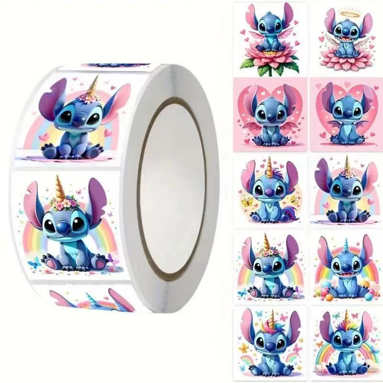 

500 шт./рулон Наліпки для запечатування Disney Stitch Милі Мультяшні Аніме Наліпки Ліло та Стіч Круглі DIY Декор Альбом Щоденник Етикетка Графіті
