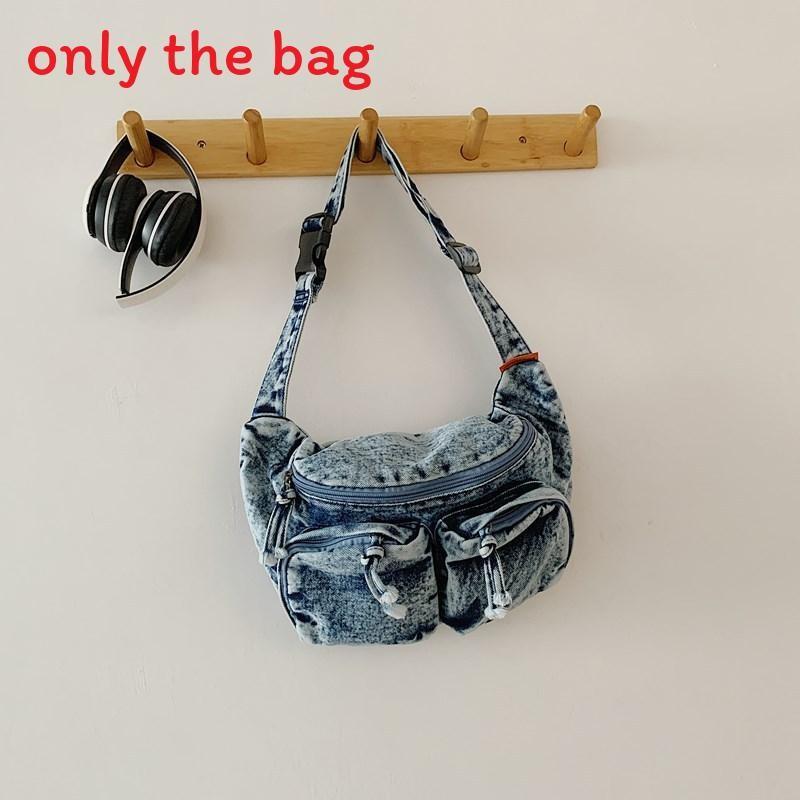 Denimowa torba na ramię w stylu ulicznym z wielokieszeniowym designem na zajęcia na świeżym powietrzu i dojazdy do pracy