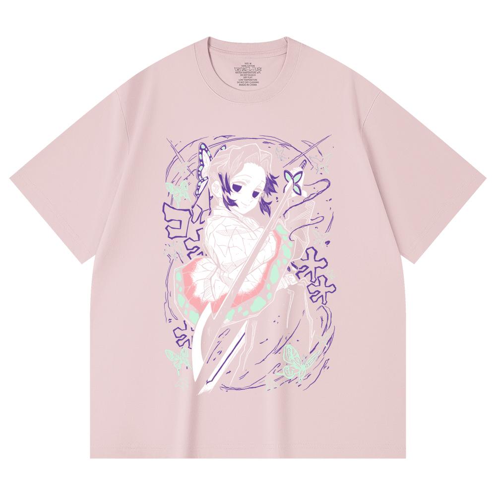 230 Gsm 100% Cotton Demon Slayer V44 Shibobu Print Unisex Heavy Cotton T Shirt