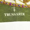Used Excellent Condition TRUSSARDI Silk Scarf, Green Tones, Jewelry Pattern
