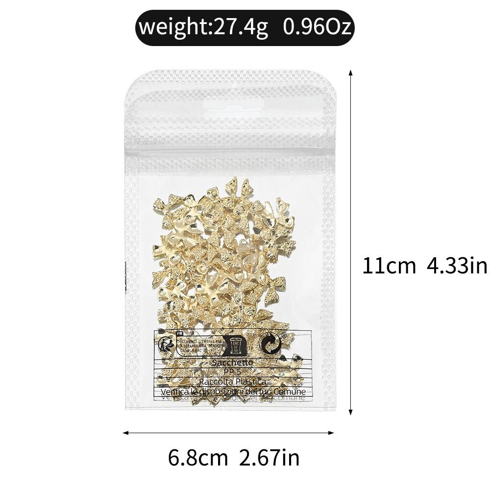 Light Luxury Gold Silver Bow Nail Art Jewelry Three-Dimensional Elegant Bow Three-Dimensional Metal Nail Art Decoration