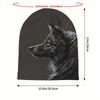 Night Moon Wolf Realistic Wolf Head Design Skull Cap Beanie Hat - Black Unisex Hip Hop Fashionable Winter Hat For Men & Women, C