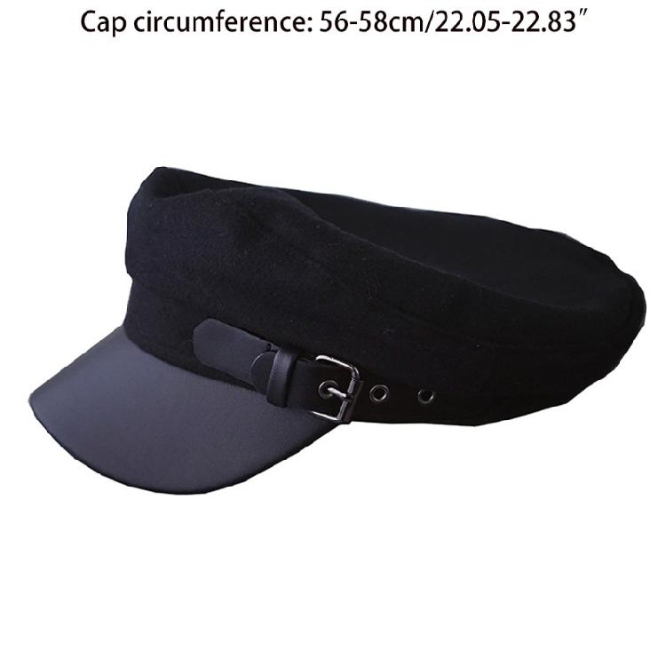 Japanese Leather Buckle Beret Octagonal Hat Warm Artist Hat All-match for Women