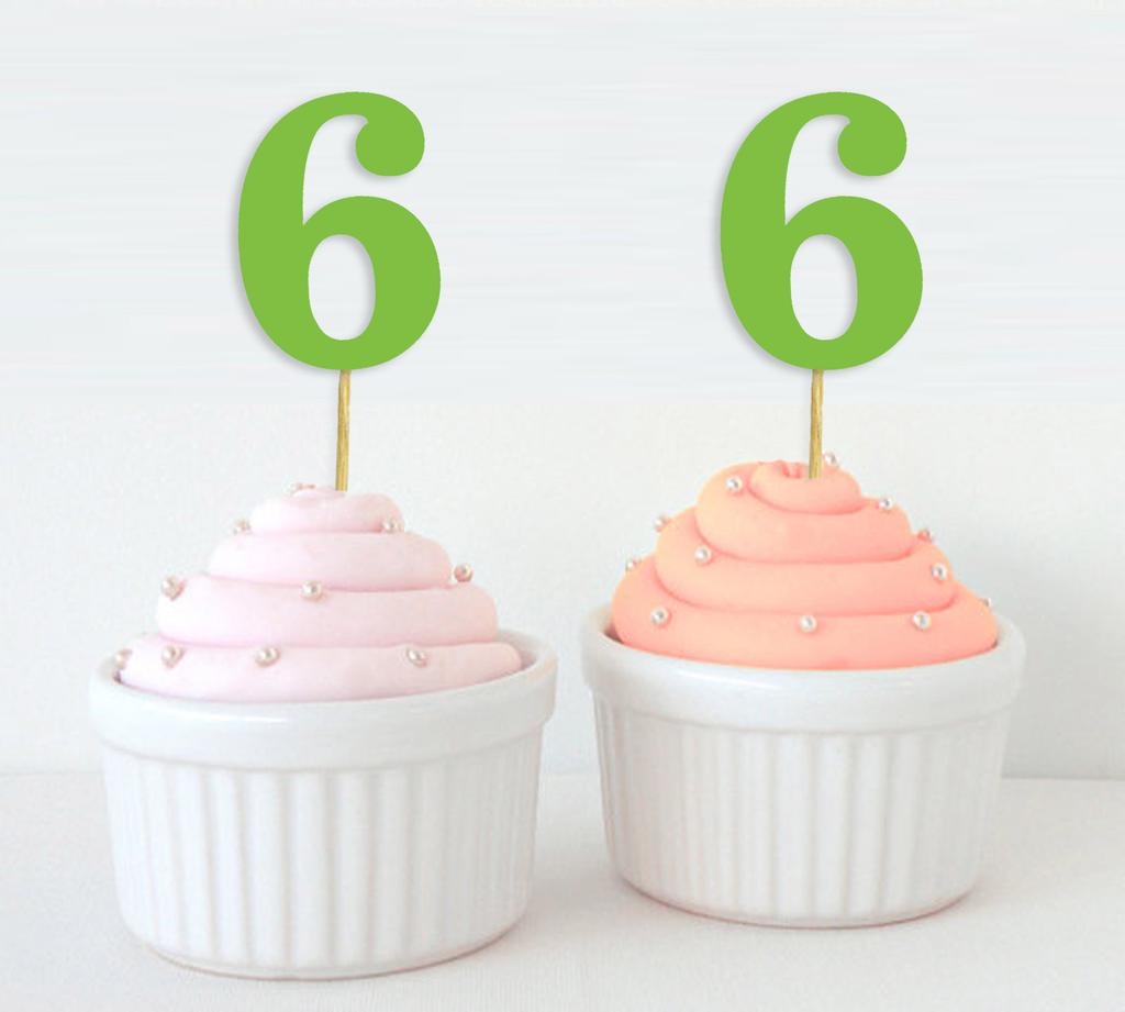 Darling Souvenir| Number 6 Birthday Year Cupcake Toppers| Birthday  Anniversary Party Dessert Decorations - Pack Of