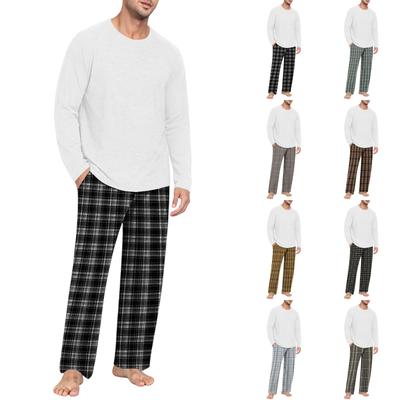 Conjunto de Pijama Masculino de Manga Longa Roupa de Casa para Dormir e para Casa