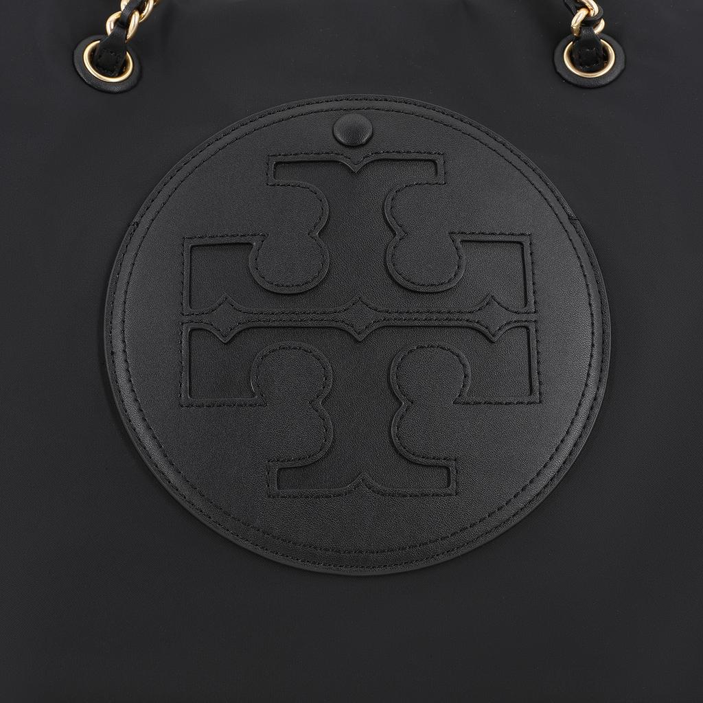 Tory Burch Logo Tote Bag Shopping Bag Fabric And Faux Leather Handheld Shoulder Bag Medium Women Tote Bags Black 152313-001