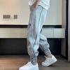 Autumn Men Pants Solid Color All Match Drawstring Elastic Waist Loose Ankle Tied Pants for Daily Wear