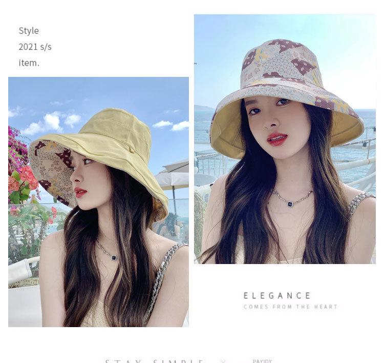 Women's Double-sided Sun Protection Bucket Hat - Summer Pure Cotton Anti-UV Wide Brim, Foldable for Travel.