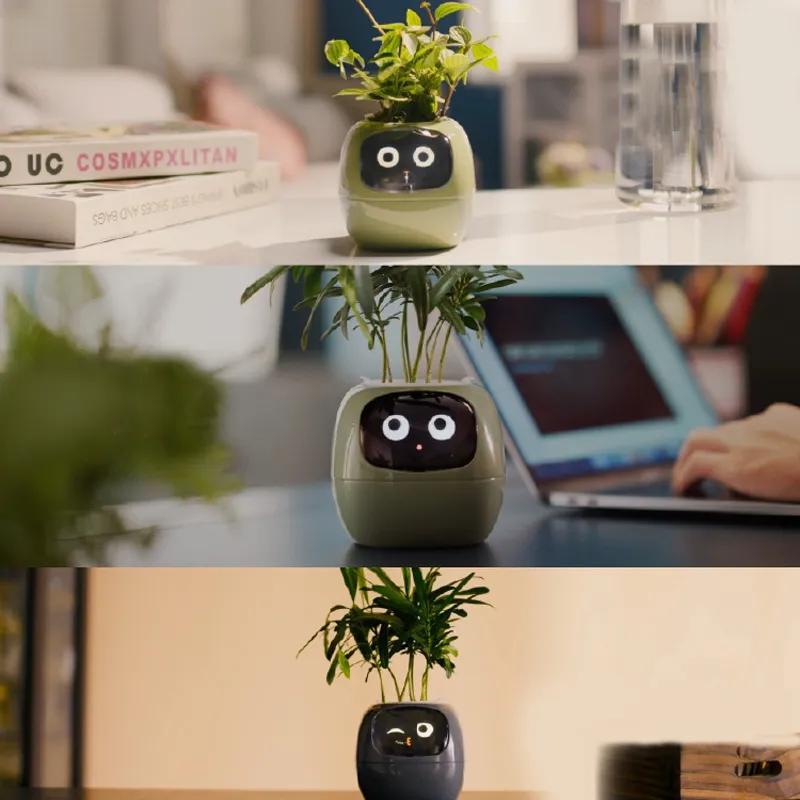 Intelligent Lazy Automatic Water Absorbing Flowerpot Plastic Resin Circular Usb Rechargeable Indoor Plant Small Flowerpot YLE22