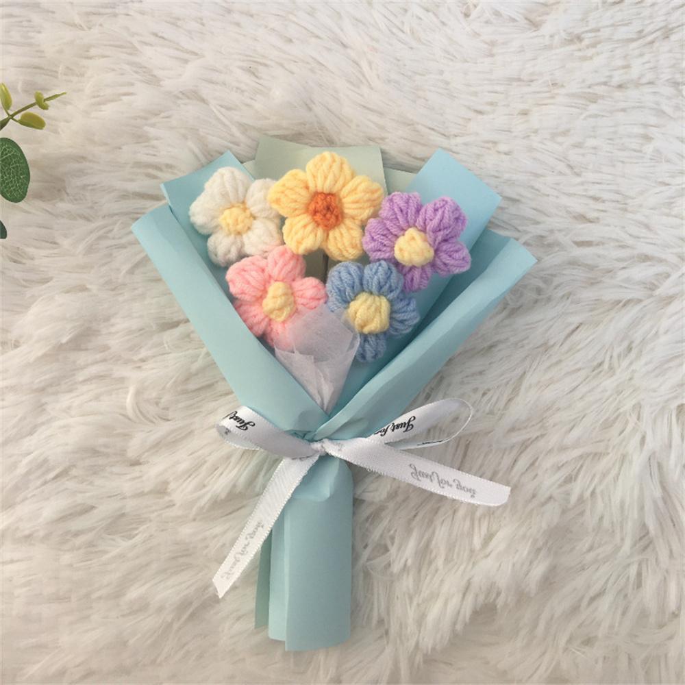 Knitted Daisy Bouquet Mini Crochet Artificial Flower Bouquet Valentine's Day Gifts Accessories Wedding Birthday Party Home Decor
