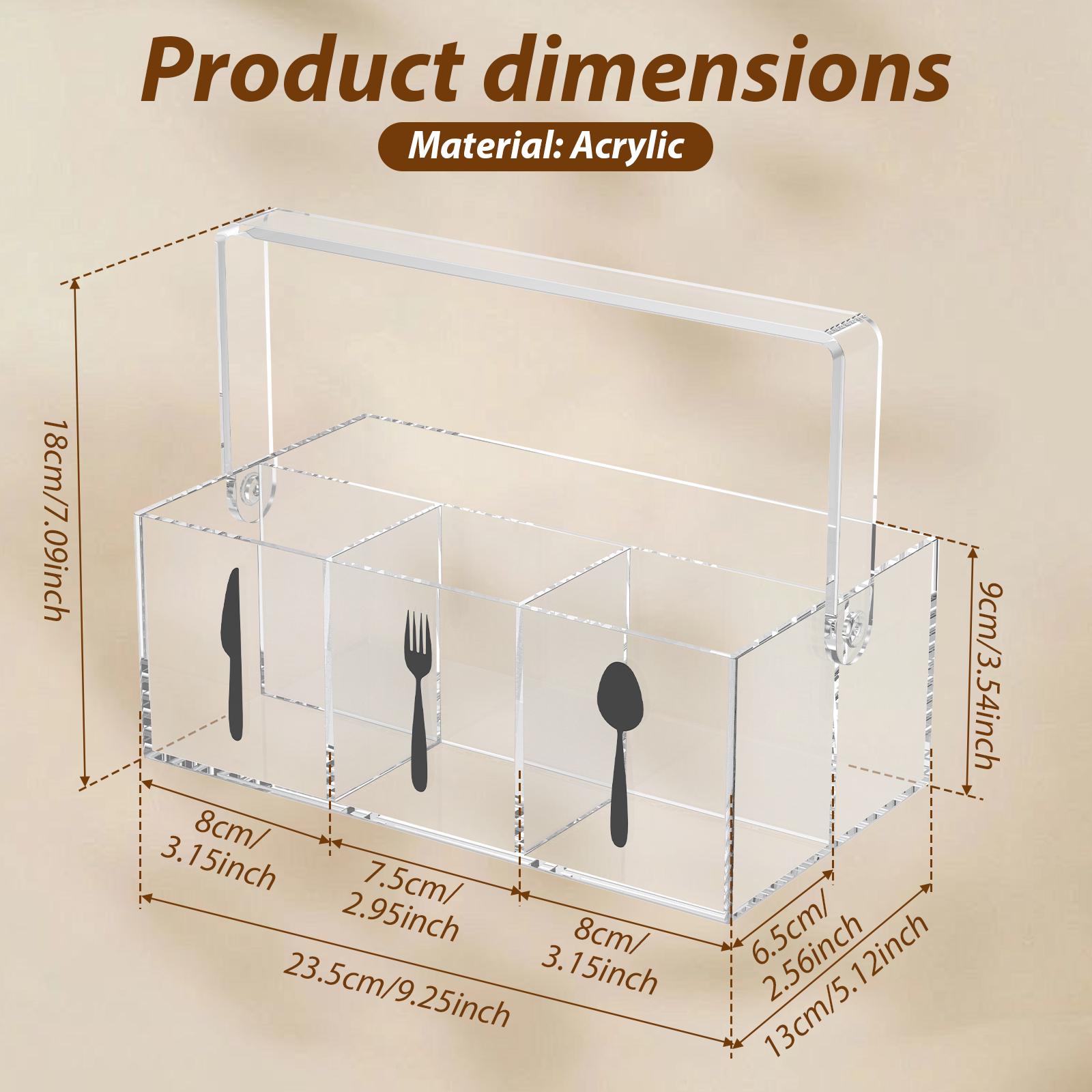 Acrylic Silverware Caddy Organizer Generous Capacity Open Top Clear Utensil Organizer Caddy With Handle for Kitchen Bathroom
