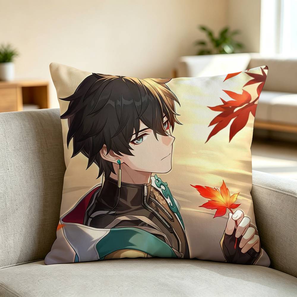 D-Dan Heng Honkai Star Rail Game Pillow Case Square Double-Sided Sofa Cushion Cover Bedroom Bedside Pillow