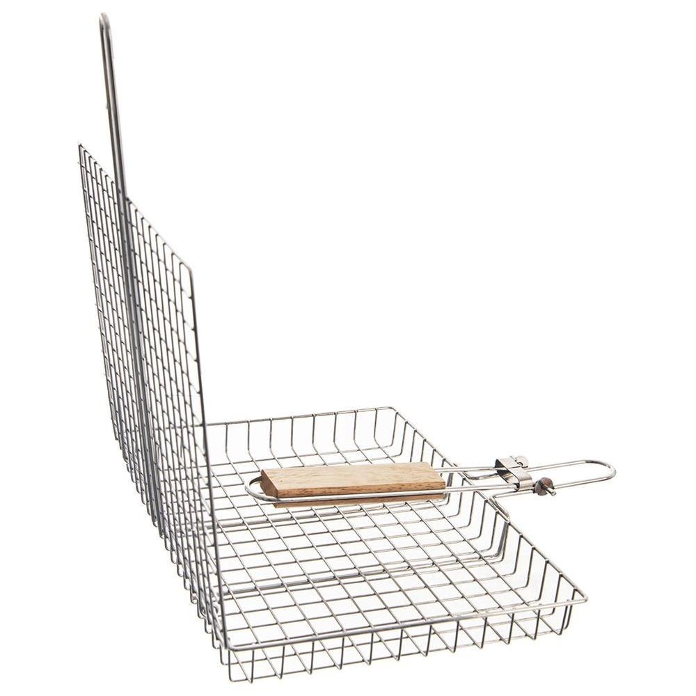 Grilling Rack for Meat, Fish, Vegetables, Closed Steel Basket Grill Grid