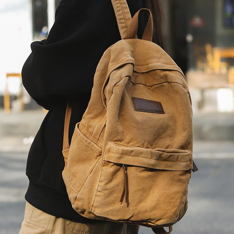 Junior Senior High School Student Schoolbag Women's Large Capacity Travel Backpack Men's Canvas Backpack
