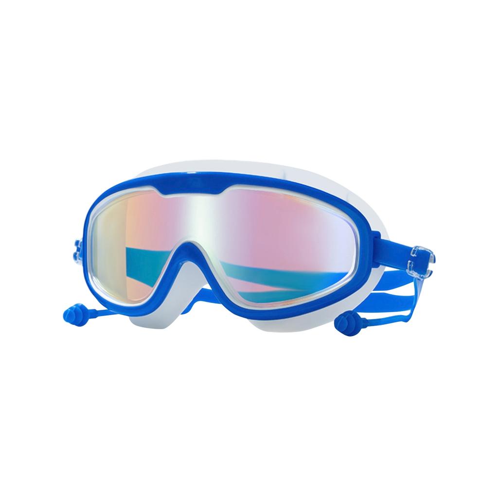 Kids Swimming Goggles Large Frame Swim Glasses Waterproof Anti-Fog with Earplugs Children Swimming Gear Adjustable Strap Comfortable Fit