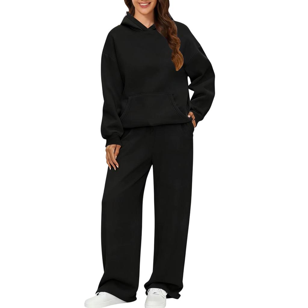 Womens 2 Piece Outfits Hoodie Sweatsuit Sets Oversized Sweatshirt Baggy Fall Fashion Sweatpants With Pockets