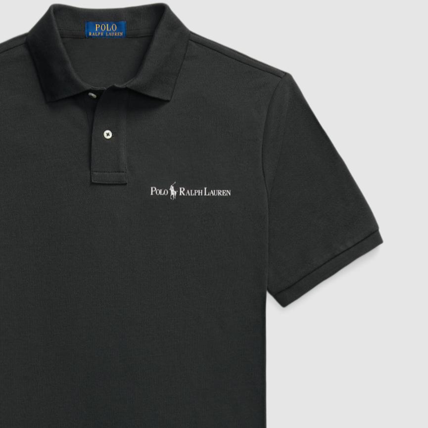 Polo Ralph Lauren Classic Letter Logo Print Casual Short Sleeve Polo Shirt Men tops Vintage-Black MNPOKNI1N822960-001