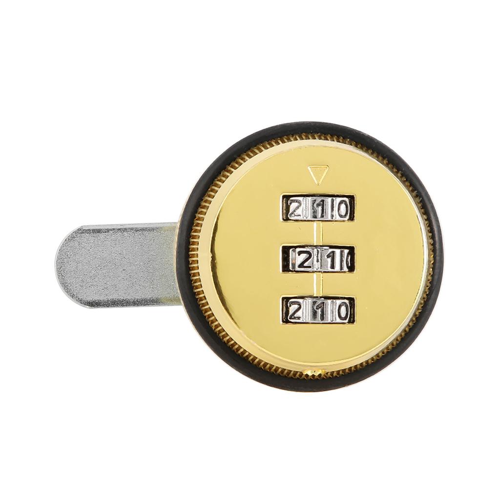 Password Coded Cam Lock Zinc Alloy 3 Digital Combination Cabinet Lock Gold 30mm/1.18in for Drawer