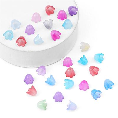 100 adet/torba Akrilik Windbell Morning Glory Çiçekler Boncuk Charms Küpe Bilezik DIY Takı El Sanatları Yapımı