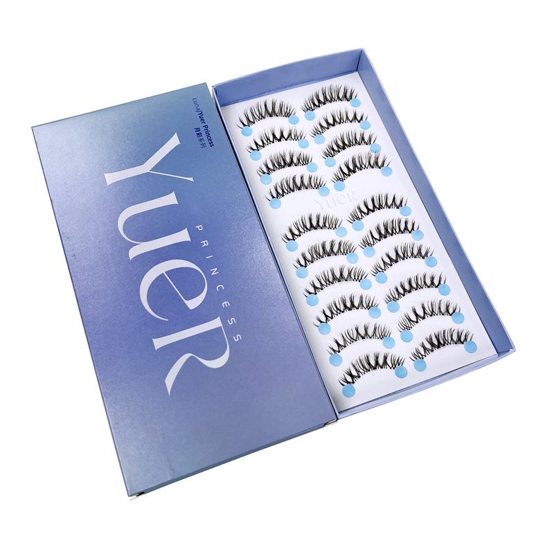 Princess Moon S12 Transparent Stem False Eyelashes - Cross Style for Wedding Makeup Standard Size