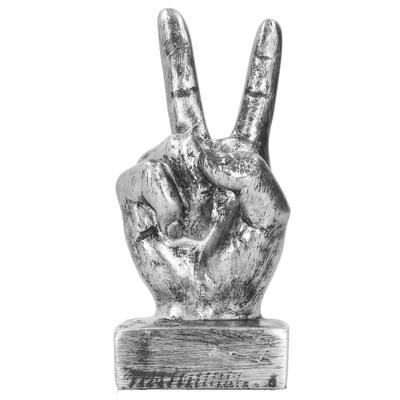 Scultura con Gesto della Mano in Resina Statua Creativa Ornamento Decorativo per Scrivania di Casa Ufficio Libreria Argento