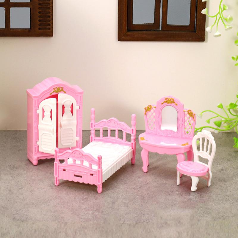 1:12 Bebek Evi Minyatür Simülasyon Gardırop Şifonyer Yatak Odası Seti Mobilya Modeli Dekor Oyuncak Bebek Evi Aksesuarları